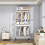 FUTASSI P1 Medium Heavy-Duty Portable Closet, 30" W x 14" D x 76" H, Metal Rolling Clothing Rack, White