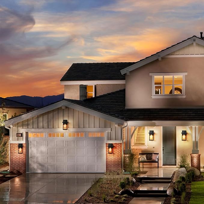 tewei Outdoor Lights for House, 11IN Black Exterior Light Fixtures Anti-Rust Waterproof Outdoor Wall Lantern, Outside Wall Sconce with Clear Glass Shade for Garage, 2 Pack