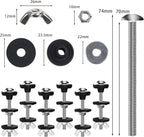 6PCS Universal Toilet Seat Bolts Kit, Heavy Duty Toilet Tank Bolts Replacement, Waterproof Stainless Steel Toilet Seat Screws and Rubber Washers Gaskets with Extra Long Nut