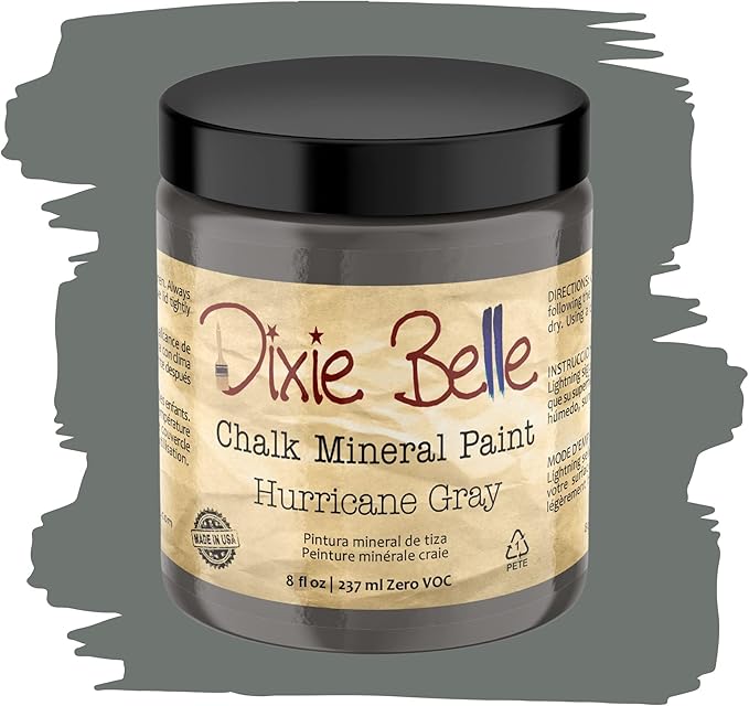 Dixie Belle Paint Company Chalk Finish Furniture Paint - Hurricane Gray (8oz) - Matte Medium Gray Chic Chalk Mineral DIY Furniture Paint