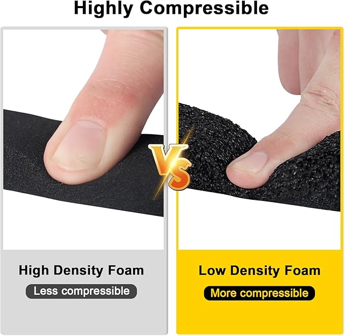 Air Conditioner Window Seal 1 Inch X 1 Inch, Open Cell Thick AC Weather Stripping High Resilience Foam Sealing Tape Adhesive AC Window Seal Kit (Total 13Ft)