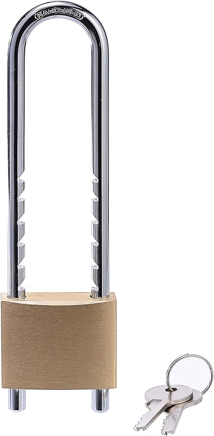 Solid Brass Padlock, 2 inch Wide Body, Outdoor Lock with Removable Adjustable-Length Shackle