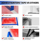 ADHES Upgrade Blue Painters Tape, Masking Tape for Painting 6 Rolls x 2 Inch x 60 Yards, Blue Paint Tape No Residue Outdoor Anti UV Multi Surface Use, Total 360 Yards
