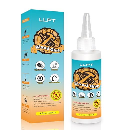 LLPT Wood Glue 5.1 Ounce | Dried Clear Ultimate Waterproof Wooden Super Glue Exterior | All Purpose Wood Adhesive | Heavy Duty for Woodworking Projects Repairs and DIY (LWG150)