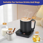 VOBAGA Coffee Mug Warmer with 15oz Mug Set, Electric Coffee Cup Warmer with Three Temperature Settings for Home Office Desk, Smart Coffee Warmer Plate with Auto Shut Off for Cocoa Tea Milk Candles
