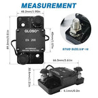 GLOSO Circuit Breaker Car Truck RV Automotive Marine Boat E91 Auto Reset 200A Extended Surfacce Mount Waterproof IP67 Automotive Truck Hi-Amp (3/8" Stud, 200A)