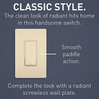 Legrand radiant TM874ICC6 15 Amp Rocker Wall Switch, 4-Way Decorator Light Switches, Ivory (1 Count)