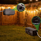 QUOBAS Outdoor Waterproof Electrical Box with 6 Cable Ports, IP54 Weatherproof Heavy-Duty Extension Cord Cover for Power Strips, Garden Power Tools, Holiday Lights, Brown