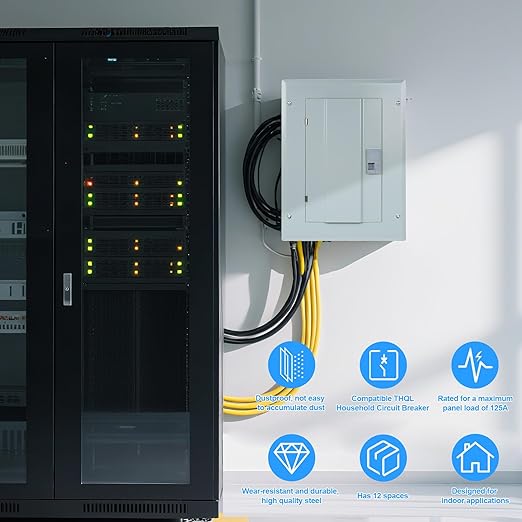 THQL Circuit Breaker Panels, 12-Space, 125A Circuit Breaker Distribution Box, 120V/240V Circuit Breaker Electrical Enclosure,Indoor Main Lug Load Center