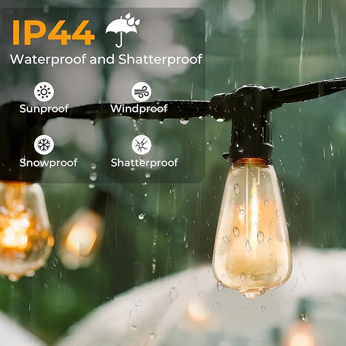 60 Pack ST38 LED Replacement String Light Bulbs, 1Watt Equvanlent to 7Watt Incandescant Bulb, Shatterproof E12 LED Bulb for Outdoor Patio Garden Vintage String Lights, 2700K Warm White