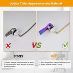Hibbent Universal Metal Front Mount Toilet Handle Replacement Kit, Brass Toilet Flush Tank Lever with Stainless Steel Flapper Chains for Most Toilets, Rainbow Finish