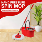 Spin Mop and Bucket with Wringer Set, 360° Spinning Mop and Bucket System with Double Cotton Tip Replacement Heads and Stainless Steel Adjustable Handle for Floor Cleaning (20QT)