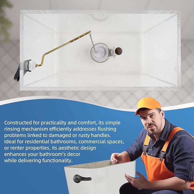 iFealClear Universal Metal Toilet Tank Flush Lever Replacement, Side Mount Toilet Handle Replacement Kit, Solid Brass Toilet Trip Lever Fits Most Toilets, Stainless Steel Chain, Oil Rubbed Bronze