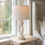 OYEARS Farmhouse Table Lamps Set of 2 for Living Room Bedroom Bedside Tree Lamp Nightstand End Table 25" Lamps Vintage Natural Style