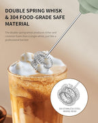 CIRCLE JOY Rechargeable Milk Frother Hanheld, Dual Ring Electric Coffee Frother, Portable Hand Frother Wand Drink Mixer for Matcha Lattes Cappuccino, Kitchen Gifts, Green