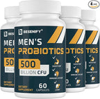 Probiotics for Men, 500 Billion CFUs & 12 Strains, Probiotics for Digestive Health, Men's Probiotic with Turmeric, Cranberry, Goji, for Overall Digestive, Immune Health, Gut & Bloating, 120 Day Supply