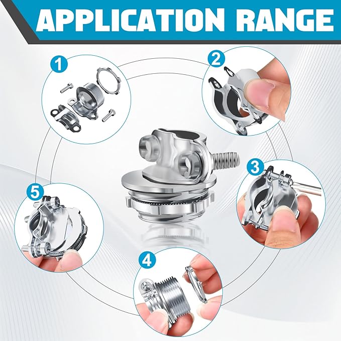 50pcs 1/2" Clamp Type Cable Connectors, cable connector clamp Steel Connector for Metallic Conduit Protect Cables Silver-Zinc