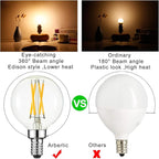 Arberlic G16.5 Light Bulb,4W E12 LED Bulb dimmable Equivalent E12 Candelabra Bulb 40 Watt,Warm White 2700K,400lm,CRI85+,AC120V,Edison Style,Clear Glass,ETL Listed,Pack of 6