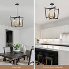 Black Gold Chandelier Light Fixture, Geometric Modern Farmhouse Pendant Light for Dining Living Room Entryway Kitchen Island Bedroom Chandelier, 5 Lights Metal Hanging Ceiling Light, 20 Inch