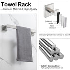4-Piece Bathroom Hardware Set, Towel Rack Towel Holder Toilet Paper Holder Towel Hooks Towel Bar Set Stainless Steel Towel Rack Accessories Set Wall Mounted, Brushed Nickel 23 Inch