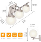 New Bathroom Vanity Light Fixtures 3 Lights Brushed Nickel Glass Shade Modern Wall Bar Sconce Over Mirror