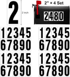 Reflective Number Stickers, 4 Sets 2 Inch Vinyl Waterproof Black Mailbox Numbers for Outside, Strong Self-adhesive House Numbers Decals for Mailbox Door Signs Trucks