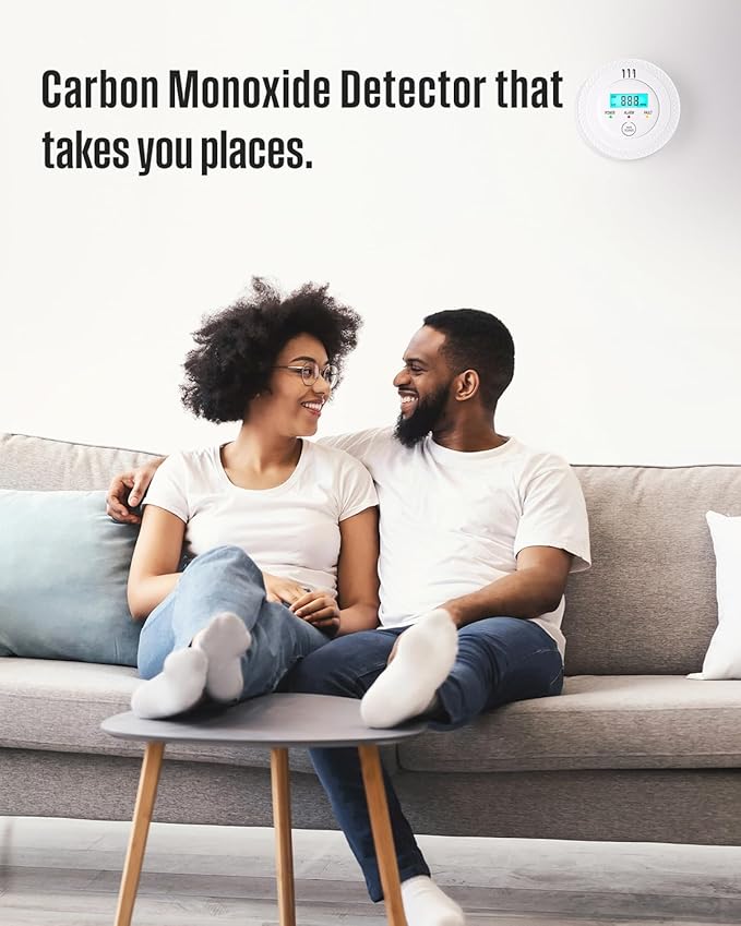 Carbon Monoxide Detectors,PG-C06 Portable Carbon Monoxide Detector,LCD Display Smoke Alarm,Carbon Monoxide Detectors Portable for Home,Restaurant,Hotel,Office (White)