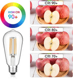 Vintage LED Edison Bulb Dimmable 60W Equivalent 750 Lumens, 6W Light Bulbs Warm White 2700K, Antique ST58 Filament Bulb E26 Base, CRI 90+, Clear Glass, Pack of 24
