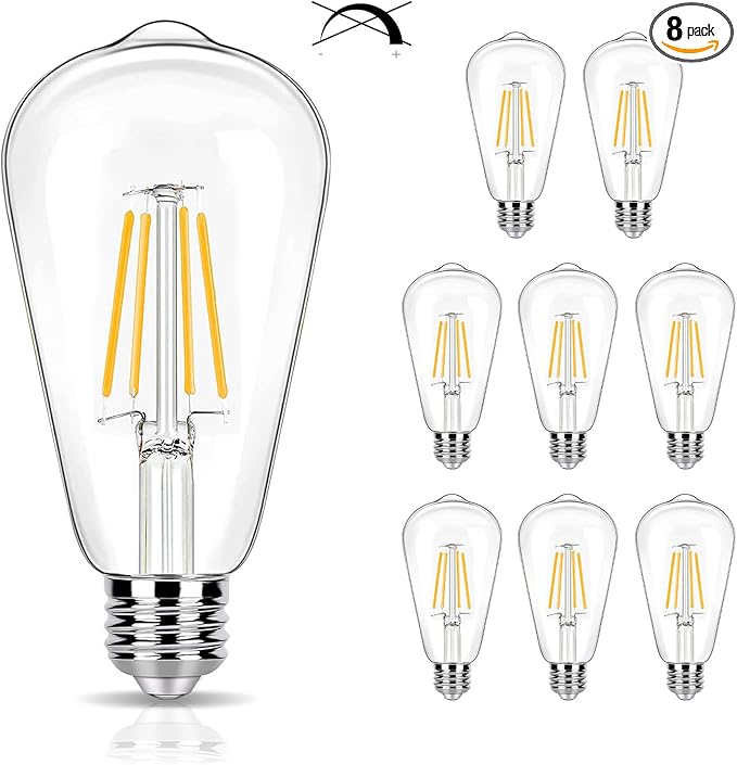 8 Pack Soft White LED Edison Bulbs 40W Equivalent, ST58 4W Vintage LED Light Bulbs for Ceiling Lights, 90 CRI, 450LM, E26 Base, Non-Dimmable, 2700K