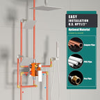 Enga 10 Inch + Dual 6-Inch Rain Shower System, Four Modes Diverter Shower Faucet with Handheld, Luxury Rain Mixer Shower Combo Set, Brushed Nickel