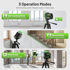 Huepar Laser Level, Self Leveling 12 Lines Cross Line Laser with LCD Screen 3 x 360° Bluetooth Connected Green Beam Laser Tool, 3D Horizontal & Vertical Laser Line -Remote Control&Rechargeable Battery