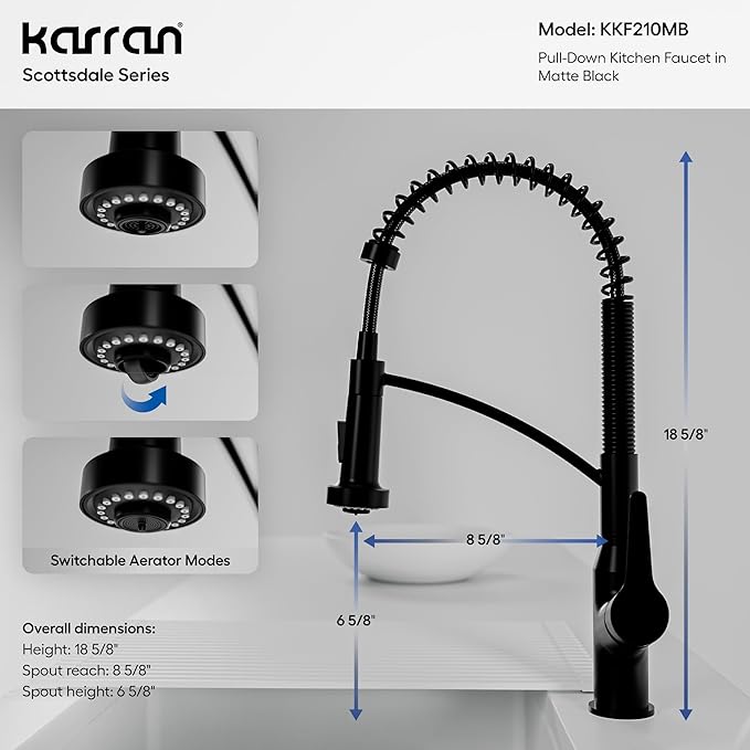 Karran Scottsdale Single-Handle Pull-Down Sprayer Kitchen Faucet in Matte Black