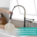 AIMADI Kitchen Faucet,Black and Gold Kitchen Faucet with Sprayer,Commercial Style Matte Black Single Handle Single Hole Kitchen Sink Faucet