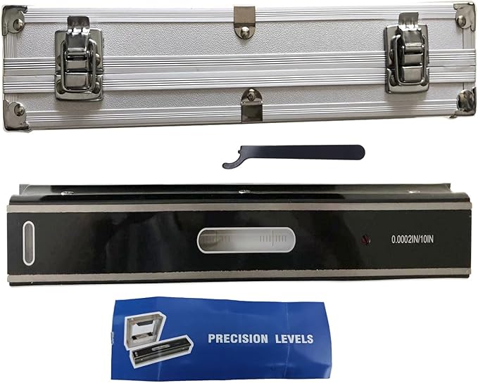 12 Inch Master Precision Level with Metal Box,instruction manual, 0.0002"/10" Accuracy Strip Level for Checking the Straightness Parallelism The Surface of Machine Tools (12 Inch)