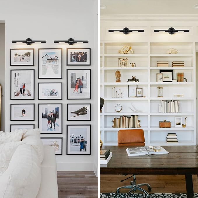 Hardwired Black Brass 24" Knurled Picture Light, Dimmable Rotatable 360°Picture Light for Wall, Vanity Light, Gallery Wall Light,Wall Sconce Lighting,Picture Frame Light,Include Bulb