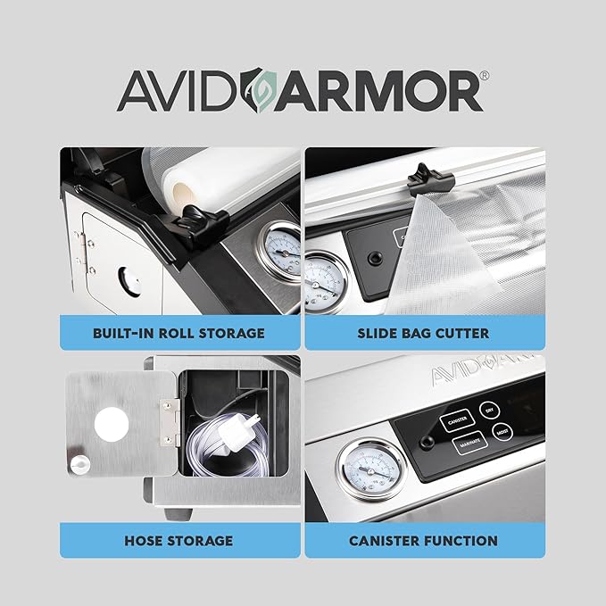 Avid Armor Vacuum Sealer A420 – 12" Wide Seal Bar for Wider Bags, Fits 50 ft Rolls, Seals Multiple Quart Bags, Food Saver for Kitchen Storage, Sous Vide, Marinating