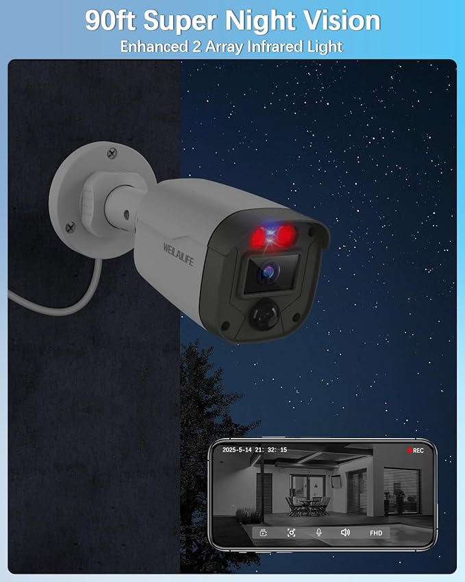 【All-in-One Security System】 Outdoor Wired Security Camera System with 10’’ Monitor, Home Video Surveillance Systems, Outside CCTV Cameras for Home Security