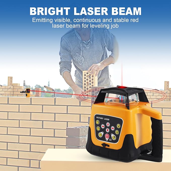 Automatic Self Leveling Rotary Laser, 500m Red Cross Line Laser, 360 Degree Rotating Horizontal & Vertical Laser Level Kit, IP67 Transit Level (Rotary Laser Level Kit)