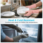 2 Pairs Household Gloves for Cleaning Rubber Dishwashing Gloves Reusable No-slip Water Resistant Medium for Women and Men（Pink+Grey）