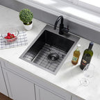 SHACO 15x20 Inch Black Drop In Bar Sink, 15 Inch Top Mount RV Kitchen 16 Gauge Stainless Steel Sink for Small Kitchen Wet Bar Prep RV Yard Office Laundry with Dish Grid & Drain, Gunmetal Black