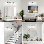 Modern Brushed Nickel 3 Light 19 inch Vanity Lights for Bathroom with Clear Glass, Bathroom Lighting Fixtures Over Mirror for Mirror Kitchen Living Room Hallway Cabinet Porch