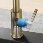 Touch-Less Kitchen Faucet, 3 Modes Pull Down Sprayer, LED Temperature Control,Sensor Activated,Ceramic Valve, 360-Degree Rotation, 1 or 3 Hole Deck Plate. 10-Year Warranty. (KW-79J, Gold)