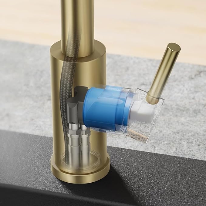 Smart Kitchen Faucet, 3 Modes Pull Down Sprayer, Smart Touch On Sensor Activated, Ceramic Disc Valve, 360-Degree Rotation, 1 or 3 Hole Deck Plate. 20-Year Warranty. (KW-62J, Brushed Gold)