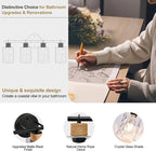 2025 Upgrade Bathroom Light Fixtures, 4-Light Coastal Vanity Lights with Crystal Glass Shade, Black Bathroom Wall Lamp for Mirror Kitchen Hallway Cabinet
