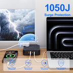 Power Strip Surge Protector - 8 Outlets with 4 USB (2 USB C) Charging Ports,JcBlaon Multi Ultra Thin Flat Plug Outlet Adapter with 5Ft Braided Extension Cord for Home, Office, Dorm,Travel Essentials