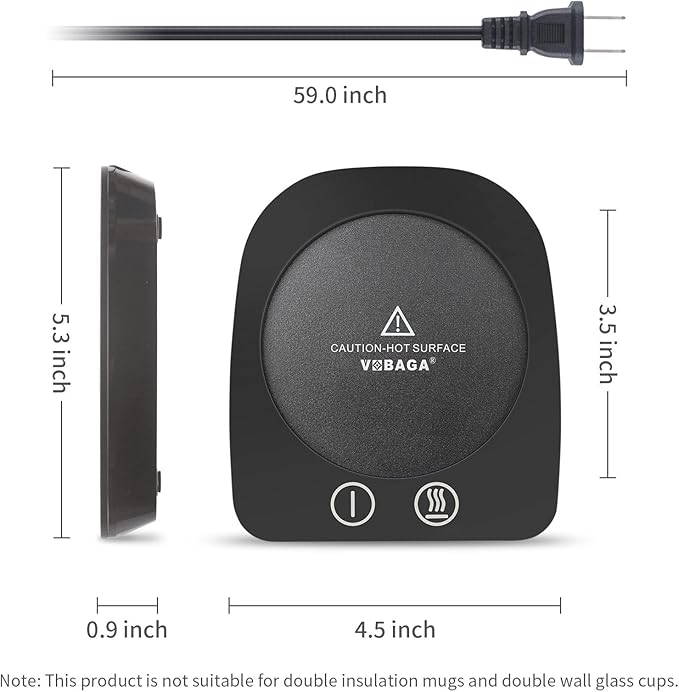 VOBAGA Mug Warmer& Coffee Mug Warmer for Office Desk Use, Candle Warmer with Three Temperature Settings, Coffee Warmer Plate for Cocoa Tea Water Milk with Auto Shut Off After 4 Hours, for Ideal Gifts