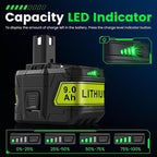 9.0Ah 18V P109 P108 P102 Replacement for Ryobi 18V Battery P103 P104 P105 P107 P106 18Volt ONE+ Lithium-Ion Cordless Power Tool Battery, 2Pack