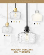 Emak 8 Inch Clear Glass Pendant Lights Kitchen Island, 2 Pack Brushed Nickel Pendant Light Fixtures, Modern Island Lights for Kitchen, Dining Room, Bar, PL122-BN-CG-2PK