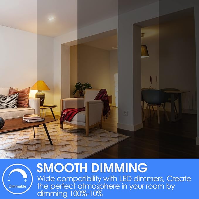 E ENERGETIC LIGHTING Dimmable LED Light Bulbs, 60W Equivalent, Warm White 3000K, 8-8.5W 800 Lumens LED Bulbs, E26 Base Standard Light Bulbs, ETL Listed, 20 Packs