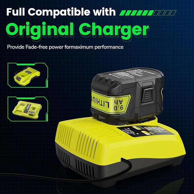 9.0Ah 18V P109 P108 P102 Replacement for Ryobi 18V Battery P103 P104 P105 P107 P106 18Volt ONE+ Lithium-Ion Cordless Power Tool Battery, 2Pack